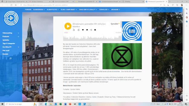 Extinction Rebellion er den frste af klimakampens grsrodsbevgelser, som KlimaTV og Klimaklog.dk fortller om i en planlagt podcast-serie. Klik p billedet og lyt.